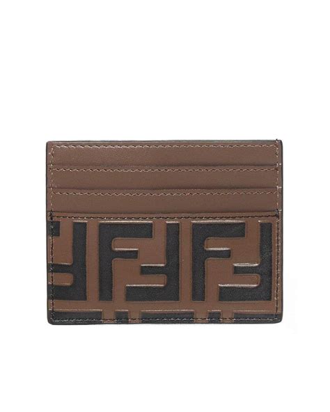 fendi cardholder brown|fendi leather card holder.